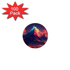 Mountain Sky Color Colorful Night 1  Mini Buttons (100 Pack)  by Ravend