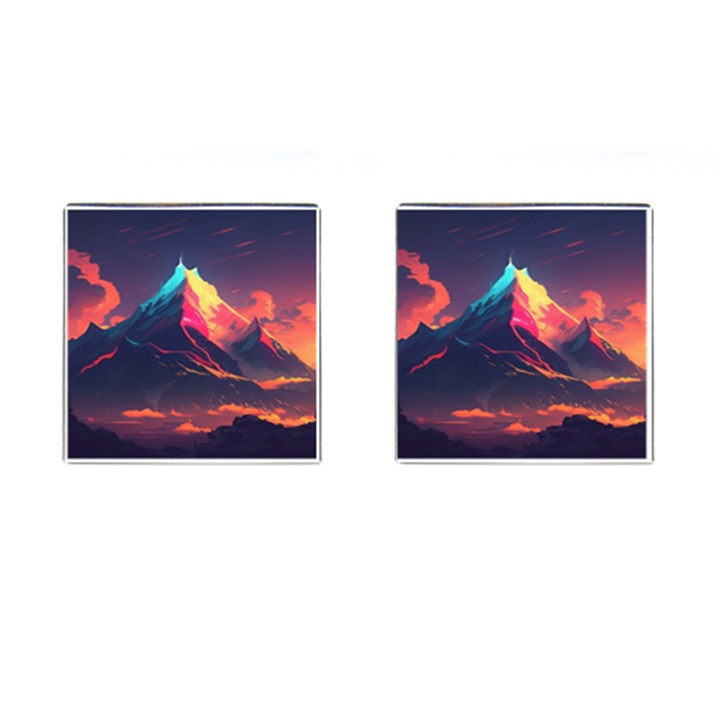 Mountain Sky Color Colorful Night Cufflinks (Square)