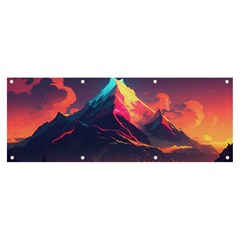 Mountain Sky Color Colorful Night Banner And Sign 8  X 3  by Ravend