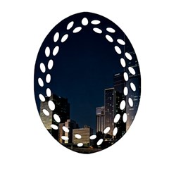 Skyline Brisbane Sunset Downtown Oval Filigree Ornament (two Sides) by Ravend