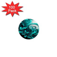 Turquoise Flower Background 1  Mini Magnets (100 Pack) 