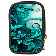 Turquoise Flower Background Compact Camera Leather Case