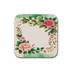 Watercolor Flower Rubber Coaster (square) by artworkshop