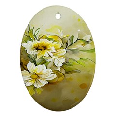 Watercolor Yellow And-white Flower Background Ornament (oval) by artworkshop