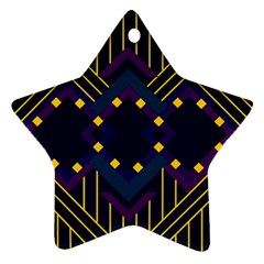 Line Square Pattern Violet Blue Yellow Design Ornament (star)