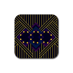 Line Square Pattern Violet Blue Yellow Design Rubber Coaster (square) by Ravend