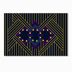 Line Square Pattern Violet Blue Yellow Design Postcard 4 x 6  (pkg Of 10)