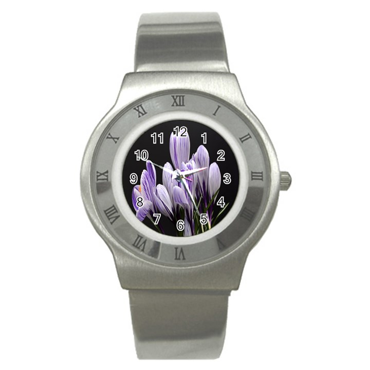 Crocus Flowers Purple Flowers Spring Nature Stainless Steel Watch