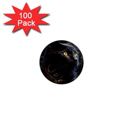 Ai Generated Cat Moon Feline Cute 1  Mini Magnets (100 Pack)  by Ravend