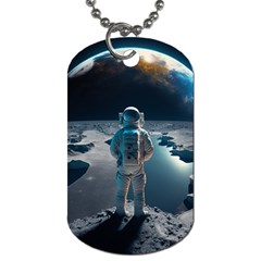 Ai Generated Space Astronaut Universe Moon Earth Dog Tag (two Sides) by Ravend