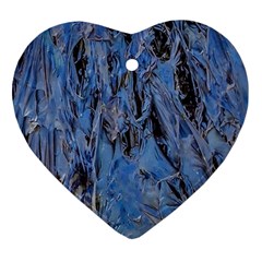 Blue Abstract Texture Print Heart Ornament (two Sides) by dflcprintsclothing