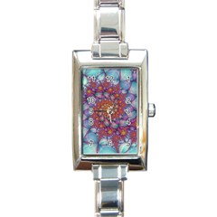 Fractals Abstract Art Cyan Spiral Vortex Pattern Rectangle Italian Charm Watch by Ravend