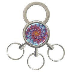 Fractals Abstract Art Cyan Spiral Vortex Pattern 3-ring Key Chain