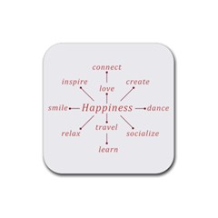 Happiness Typographic Style Concept Rubber Coaster (square) by dflcprintsclothing