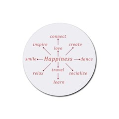 Happiness Typographic Style Concept Rubber Coaster (round) by dflcprintsclothing
