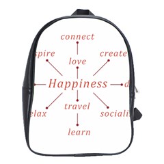 Happiness Typographic Style Concept School Bag (xl) by dflcprintsclothing