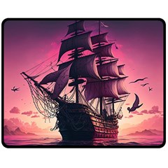 Ship Pirate Adventure Landscape Ocean Sun Heaven Fleece Blanket (medium) by danenraven