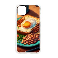 Ai Generated Breakfast Egg Beans Toast Plate Iphone 11 Tpu Uv Print Case by danenraven