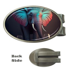 Ai Generated Elephant Tusks Trunk Wildlife Africa Money Clips (oval)  by danenraven