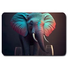 Ai Generated Elephant Tusks Trunk Wildlife Africa Large Doormat by danenraven