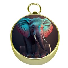 Ai Generated Elephant Tusks Trunk Wildlife Africa Gold Compasses by danenraven