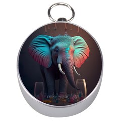 Ai Generated Elephant Tusks Trunk Wildlife Africa Silver Compasses by danenraven