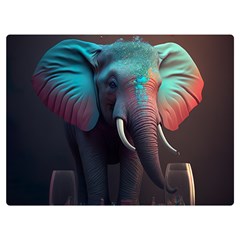 Ai Generated Elephant Tusks Trunk Wildlife Africa One Side Premium Plush Fleece Blanket (extra Small) by danenraven