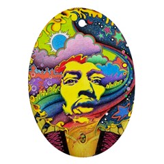 Psychedelic Rock Jimi Hendrix Oval Ornament (two Sides) by Jancukart