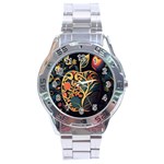 Ai Generated Apple Foliage Stainless Steel Analogue Watch