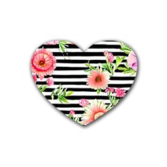 Blooming Watercolor Flowers Rubber Heart Coaster (4 Pack) by GardenOfOphir