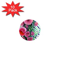 Adorned Watercolor Flowers 1  Mini Magnet (10 Pack)  by GardenOfOphir