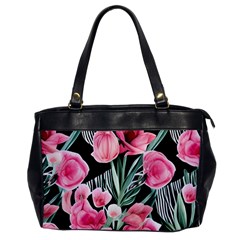 Expressive Watercolor Flowers Botanical Foliage Oversize Office Handbag by GardenOfOphir