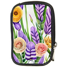 Classy Watercolor Flowers Compact Camera Leather Case by GardenOfOphir