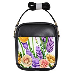 Classy Watercolor Flowers Girls Sling Bag by GardenOfOphir