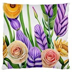 Classy Watercolor Flowers Large Cushion Case (one Side) by GardenOfOphir