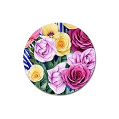 Cherished Watercolor Flowers Magnet 3  (round) by GardenOfOphir