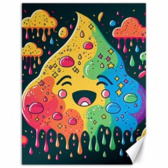 Rainbows Drip Dripping Paint Happy Canvas 18  X 24 