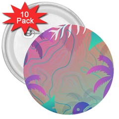 Palm Trees Leaves Plants Tropical Wreath 3  Buttons (10 Pack)  by Ravend