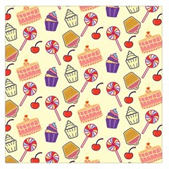 Happy Birthday Cupcake Pattern Lollipop Flat Design Square Satin Scarf (36  X 36 )