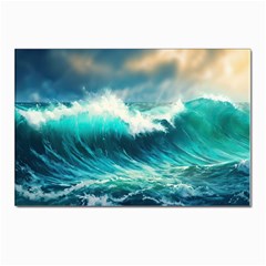 Ai Generated Waves Ocean Sea Tsunami Nautical Painting Postcards 5  X 7  (pkg Of 10) by Ravend