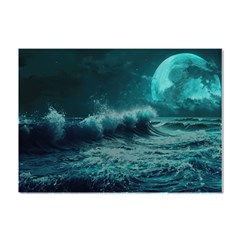 Ai Generated Waves Ocean Sea Tsunami Nautical Blue Sea Art Crystal Sticker (a4) by Ravend