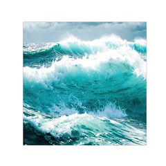 Ai Generated Waves Ocean Sea Tsunami Nautical Blue Sea Square Satin Scarf (30  X 30 ) by Ravend