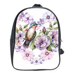 Hummingbird In Floral Heart School Bag (xl) by augustinet