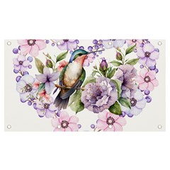 Hummingbird In Floral Heart Banner And Sign 7  X 4  by augustinet