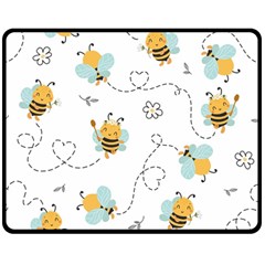 Bee Art Pattern Design Wallpaper Background Print Fleece Blanket (medium)
