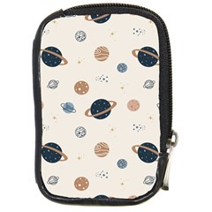 Space Planets Art Pattern Design Wallpaper Compact Camera Leather Case by Ravend