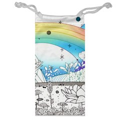 Rainbow Fun Cute Minimal Doodle Drawing Arts Jewelry Bag