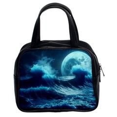 Moonlight High Tide Storm Tsunami Waves Ocean Sea Classic Handbag (two Sides)
