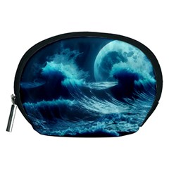 Moonlight High Tide Storm Tsunami Waves Ocean Sea Accessory Pouch (medium) by Ravend