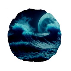 Moonlight High Tide Storm Tsunami Waves Ocean Sea Standard 15  Premium Flano Round Cushions